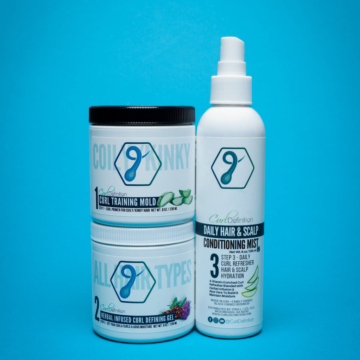 Curl Definition 3 Step System for COILY, Kinky & Tightly Curly Hair